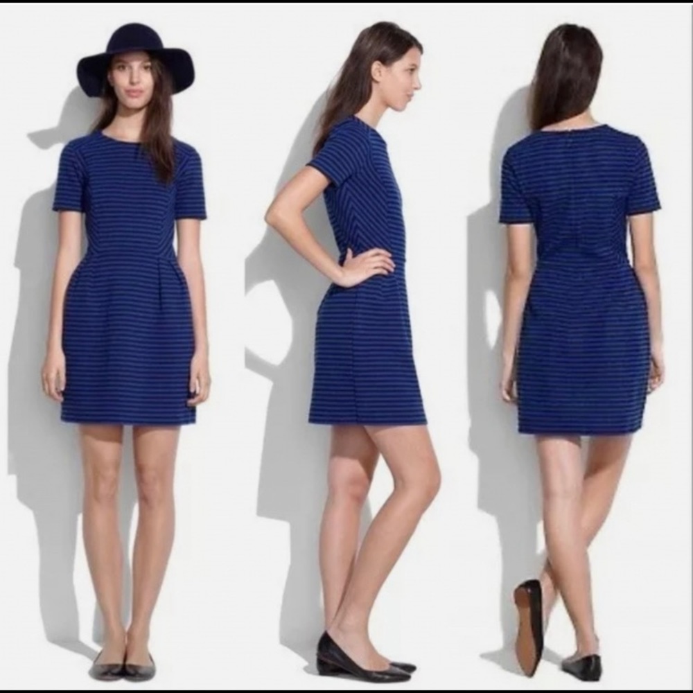 Madewell Gallerist Blue Striped Ponte Dress Sz 6